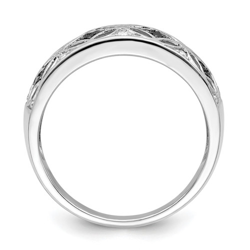 White Night Sterling Silver Rhodium-Plated Black and White 0.128ct Diamond Ring, 3 mm - View 2