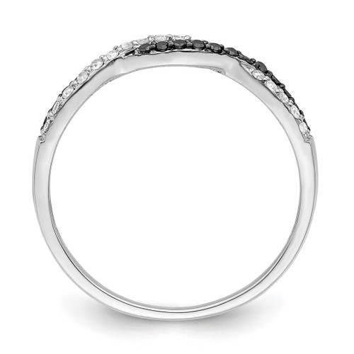 White Night Sterling Silver Rhodium-Plated Black and White Criss Cross 0.204ct Diamond Ring, 2 mm - View 2