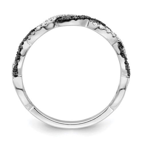 White Night Sterling Silver Rhodium-Plated Black and White Criss Cross 0.3ct Diamond Ring, 2 mm - View 2