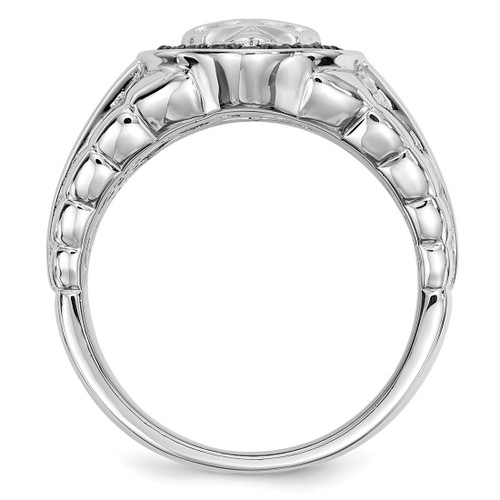 White Night Sterling Silver Rhodium-Plated Black 0.4ct Diamond Oval Skull Men'S Ring, 6.5 mm - View 2