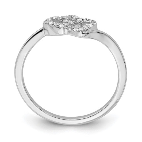 Sterling Silver Rhodium-Plated 0.113ct Diamond Double Heart Promise Ring, 2 mm - View 2