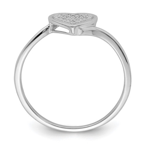 Sterling Silver Rhodium-Plated 0.057ct Diamond Heart Ring, 2 mm - View 2