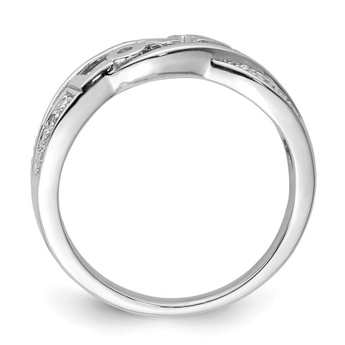 Sterling Silver Rhodium-Plated 0.012ct Diamond Love Ring, 2 mm - View 2
