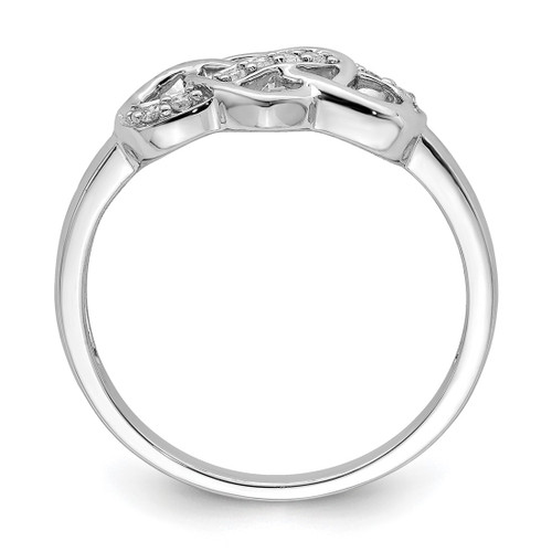 Sterling Silver Rhodium-Plated 0.046ct Diamond Heart Ring, 2 mm - View 2