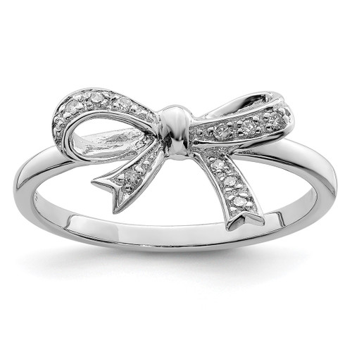 Sterling Silver Rhodium-Plated 0.05ct Diamond Bow Ring, 2 mm
