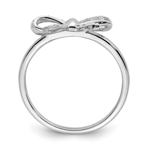 Sterling Silver Rhodium-Plated 0.05ct Diamond Bow Ring, 2 mm - View 2