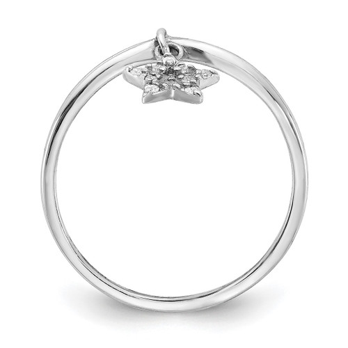 Sterling Silver Rhodium-Plated 0.05ct Diamond Star Dangle Ring, 2 mm - View 2
