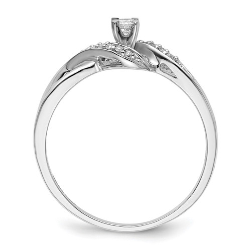 Sterling Silver Rhodium-Plated 0.117ct Diamond Promise Ring, 2 mm - View 2