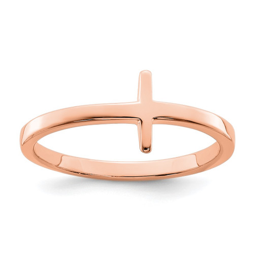 Sterling Silver Rose Gold-Tone Sideways Cross Ring