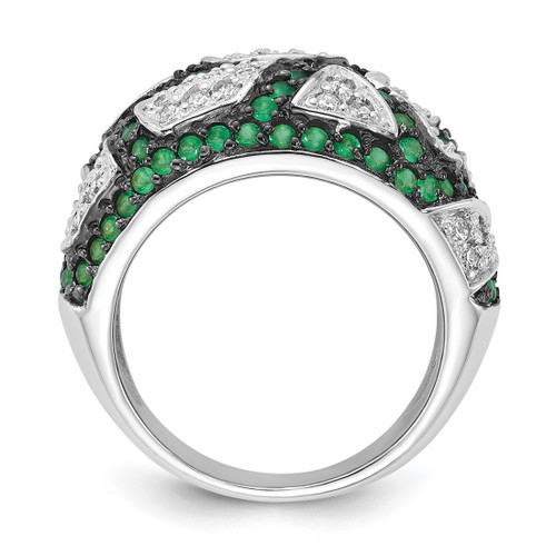 Sterling Silver & Black Rhodium-Plated Green Glass & Cubic Zirconia Ring - View 2