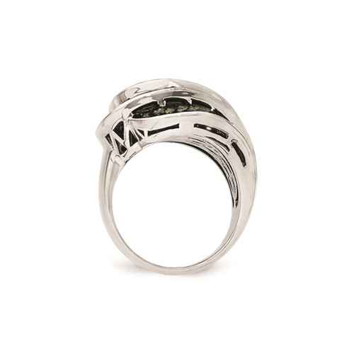Sterling Silver Black Rhodium Blue/Grn Glass Lt & Drk Synth. Lab-Created Ruby Ring, 27 mm - View 2