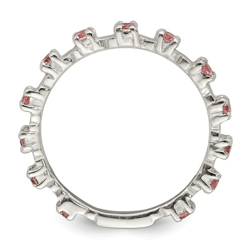 Sterling Silver Polished Pink Cubic Zirconia Ring, 2.5 mm - View 2