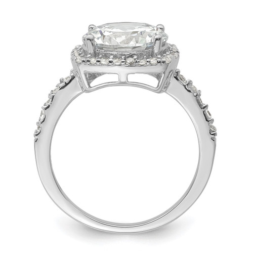 Sterling Silver Rhodium-Plated Polished Cubic Zirconia Square Halo Ring - View 2