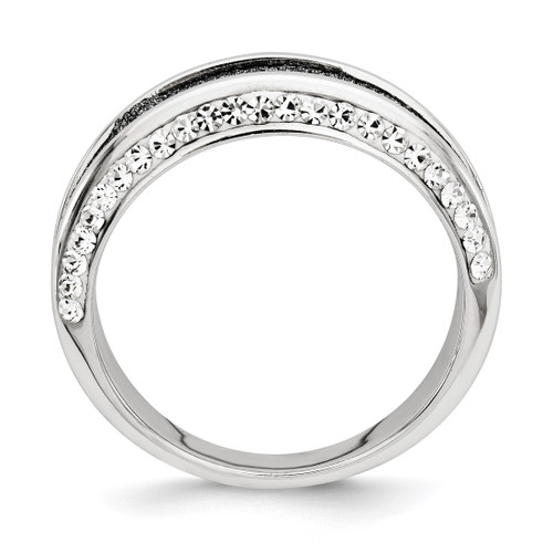Sterling Silver Crystal Blue Laser Glitter Texture Ring - View 2