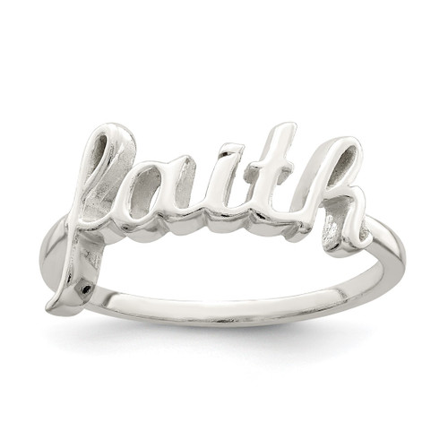 Sterling Silver Polished 'Faith' Ring, 2 mm