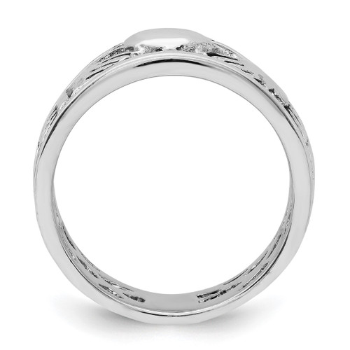 Sterling Silver Rhodium-Plated and Antiqued Claddagh Ring, 6.1 mm - View 2