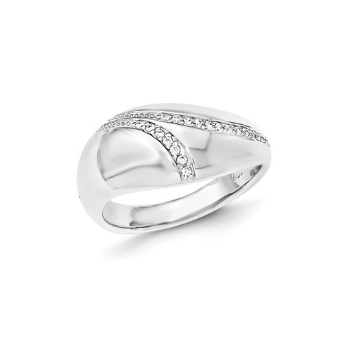 Sterling Silver Polished Cubic Zirconia Dome Ring