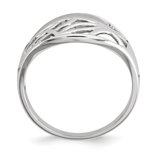 Sterling Silver Polished & Satin Cubic Zirconia Pattern Ring - View 2