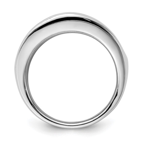 Sterling Silver Rhodium-Plated Textured and Polished Ring, 4 mm - View 2
