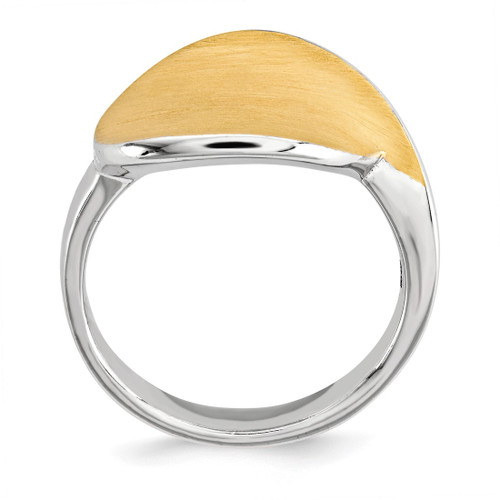 Sterling Silver Gold-Tone Polished & Satin Ring - View 2