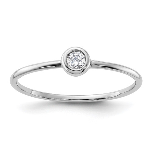 Sterling Silver Rhodium-Plated Polished Cubic Zirconia Circle Ring