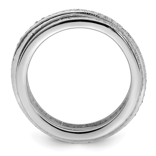 Sterling Silver Polished Rhodium-Plated Cubic Zirconia Pavé Eternity Motion Ring - View 2