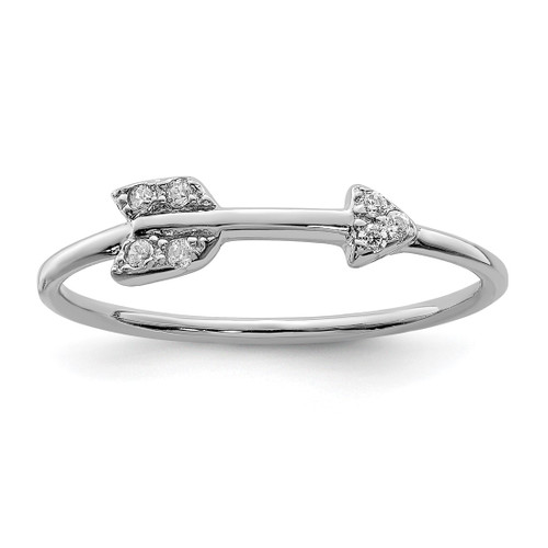 Sterling Silver Rhodium-Plated Polished Cubic Zirconia Arrow Ring, 1.3 mm