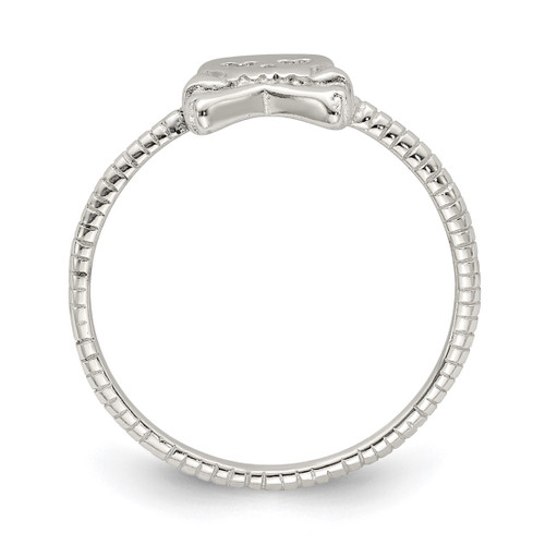 Sterling Silver Polished & Textured Skull & Crossbones Ring, 1.3 mm - View 2