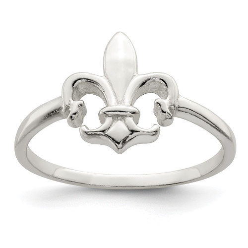 Sterling Silver Polished Fleur De Lis Ring, 2 mm