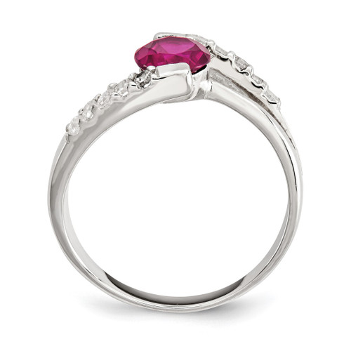 Sterling Silver Red Cubic Zirconia with Cubic Zirconia Accents Ring - View 2