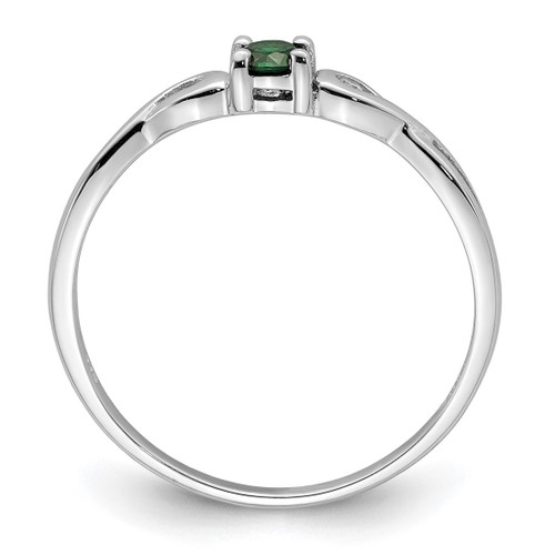 Sterling Silver Rhodium-Plated Green & White Cubic Zirconia Ring, 1.5 mm - View 2