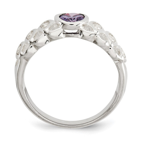 Sterling Silver Purple Cubic Zirconia Oval Ring - View 2