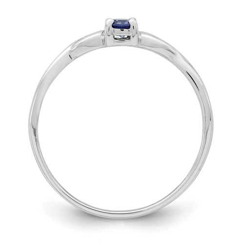 Sterling Silver Rhodium-Plated Blue Color & White Cubic Zirconia Ring, 1.3 mm - View 2