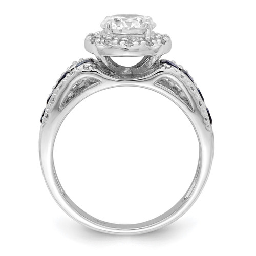 Sterling Silver Rhodium-Plated Cubic Zirconia and Lab-Created Sapphire Ring - View 2