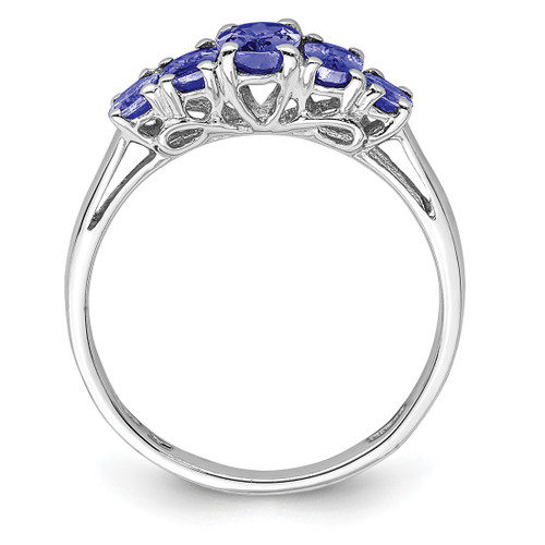 Sterling Silver Rhodium-Plated 5-Stone Oval Tanzanite Ring - View 2
