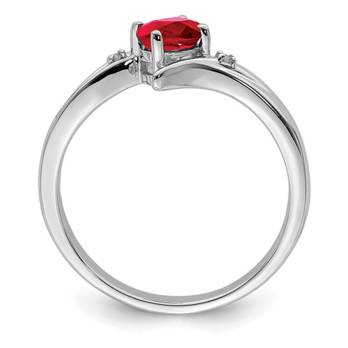 Sterling Silver Rhodium-Plated Ruby and 0.01ct Diamond Ring - View 2