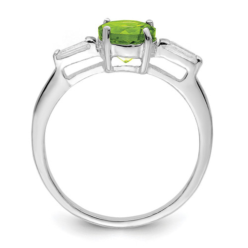 Sterling Silver Rhodium-Plated Peridot & Cubic Zirconia Ring, 2 mm - View 2