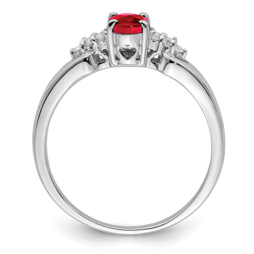 Sterling Silver Rhodium-Plated Ruby and White Sapphire Ring - View 2