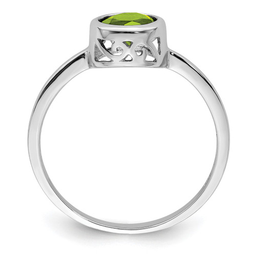 Sterling Silver Rhodium-Plated Polished Peridot Round Ring - View 2