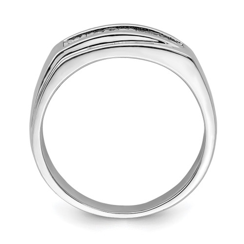 Sterling Silver Rhodium-Plated Men'S Polished 0.093ct Diamond. Ring - View 2