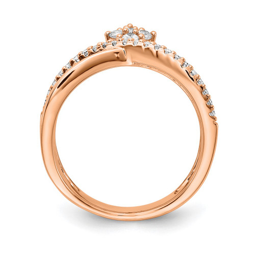 Sterling Shimmer Sterling Silver Rose-Tone Flash Rose Gold-Tone 27 Stone Cubic Zirconia Ring, 5.93 mm - View 2