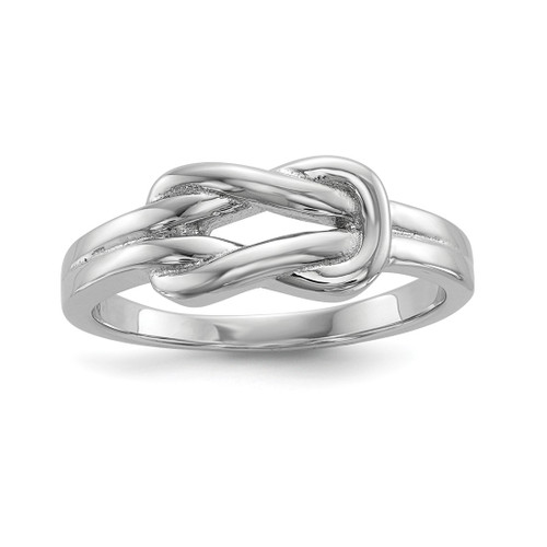 Sterling Silver Rhodium-Plated Knot Ring, Flat