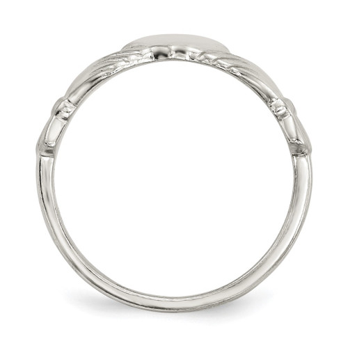Sterling Silver Polished Cubic Zirconia Claddagh Ring, 3 mm, Flat - View 2