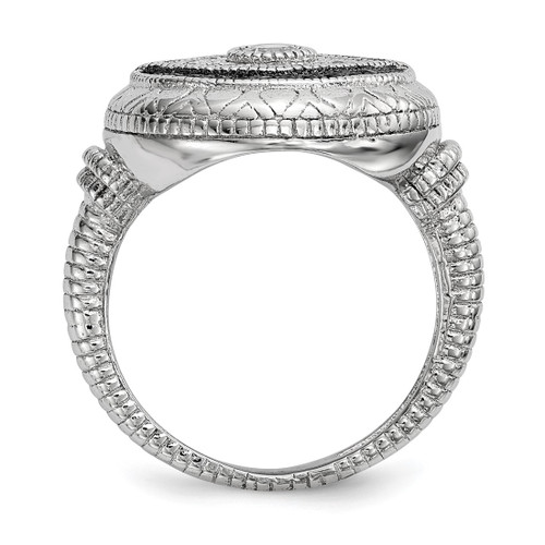 Sterling Silver Rhodium-Plated Black and White Cubic Zirconia Evil Eye Ring - View 2