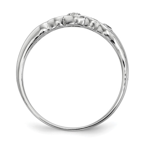 Sterling Silver Rhodium-Plated 5-Stone Bezel Set Cubic Zirconia Ring, Flat - View 2