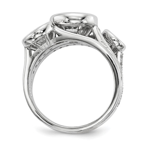 Sterling Silver Rhodium-Plated Cubic Zirconia 3-Ring Set, 1.75 mm, Flat - View 2