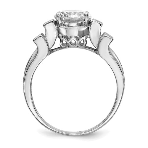 Sterling Silver Rhodium-Plated Cubic Zirconia Tiered Pavé Ring, Flat - View 2