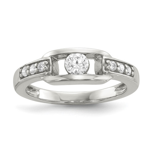 Sterling Silver Cubic Zirconia Ring, 2.4 mm
