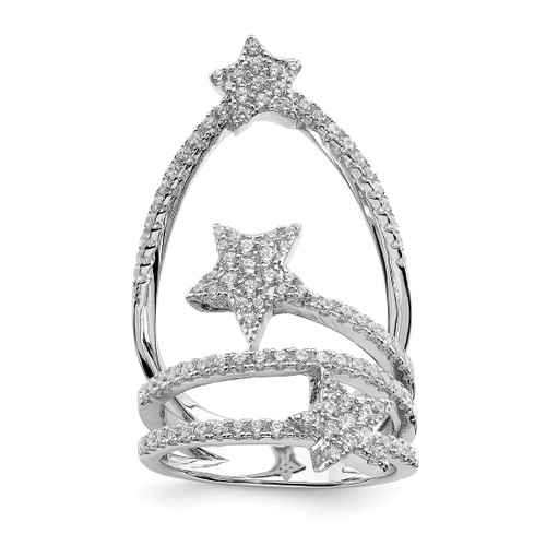 Pure Fire Sterling Silver Rhodium-Plated Cubic Zirconia Star Ring, 5.5 mm