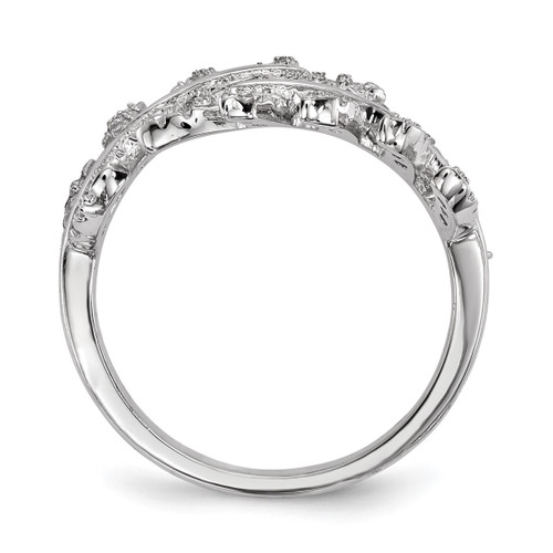 Sterling Silver Rhodium-Plated Cubic Zirconia Leaf with Extender Ring, 1.9 mm - View 2